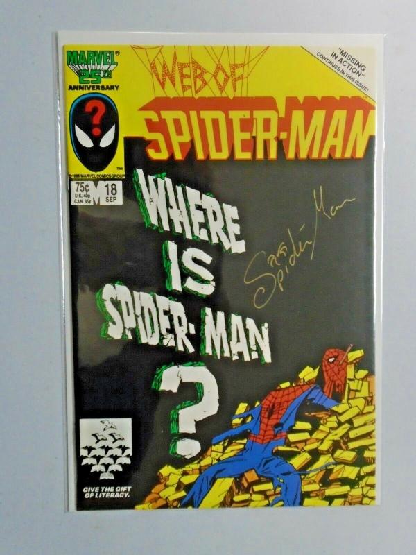 Web of Spider-Man #18 Direct 1st Series doodle sketch on cover 7.0 (1986)