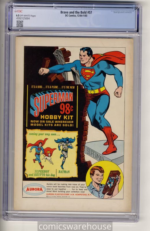 BRAVE AND THE BOLD #57 (DC 12/64) CGC 6.5 1ST METAMORPHO OW PAGES