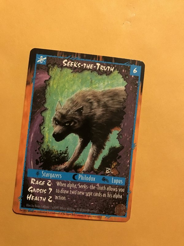 SEEKS-THE-TRUTH : RAGE Werewolf UMBRA Character Card; White Wolf TCG, Rare