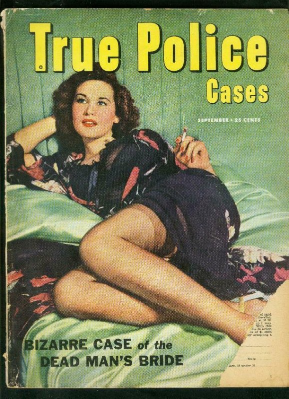 TRUE POLICE CASES-SEPT 1950-DEAD MANS BRIDE-SMOKING COVER-WILD G