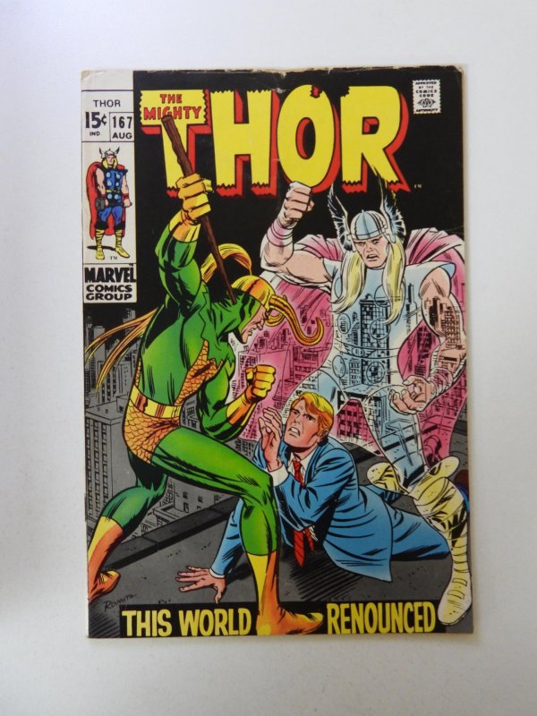 Thor #167 (1969) VG+ condition subscription crease