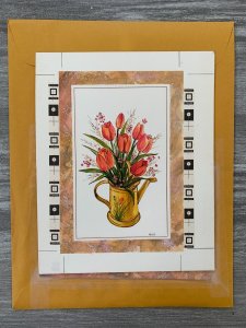 SOMEONE NICE TO REMEMBER Tulips in Watering Can 7x8.5 Greeting Card Art E2620