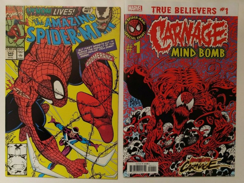 CARNAGE lot: Amazing Spiderman 345, Carnage Vol2 1 & 2, Mindbomb True Believers!