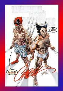 Deadpool Wolverine 01 J Scott Campbell Signed w/COA Virgin Variant Minimal Cover