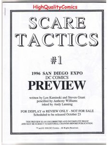 SCARE TACTICS #1 Black and White Promo, 1996, VF/NM, Preview, more in store