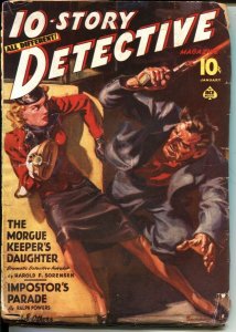 10-STORY DETECTIVE--JAN 1940-SPICY NORMAN SAUNDERS COVER-CRIME & MYSTERY PULP