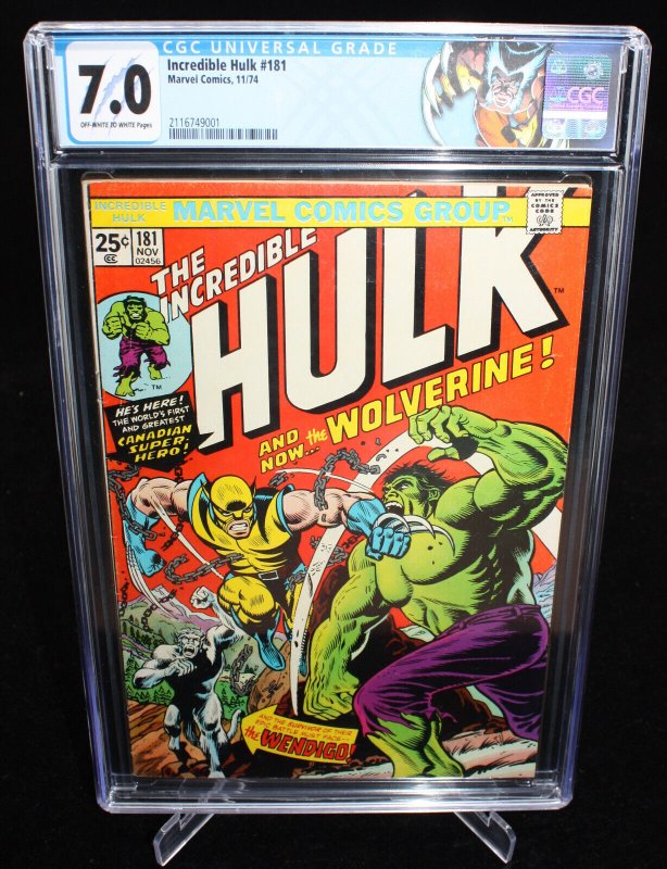 Incredible Hulk #181 (CGC 7.0) 1st Full Appearance of Wolverine - 1974
