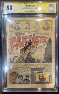 (1961) Coverless FANTASTIC FOUR #1 CGC SS NG (0.5) Signed STAN LEE! 1st Mole Man