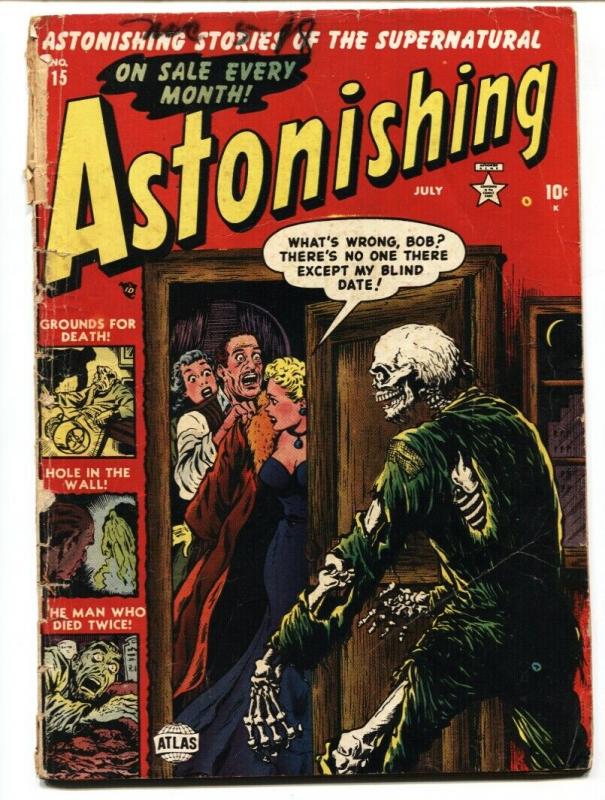 Astonishing #15 1952- Skeleton cover- Atlas Horror golden-age G