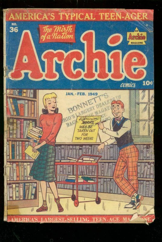 ARCHIE COMICS #36 1942-G WASHINGTON-A LINCOLN-ROOSEVELT FR/G