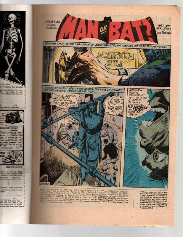 Detective Comics #402 - Batman - 2nd app Man-Bat - Neal Adams - 1970 - VG 