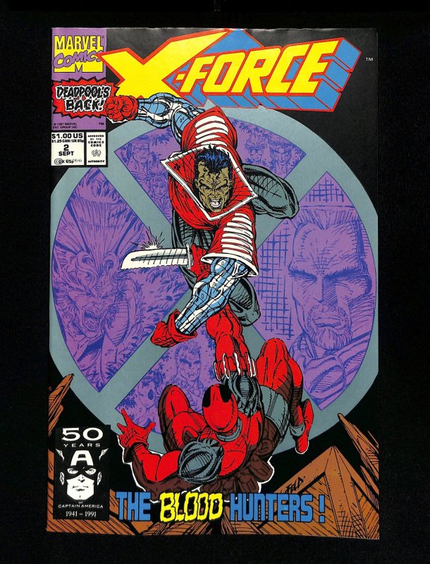X-Force #2 2nd Appearance of Deadpool! 1991!  Rob Liefeld Art!