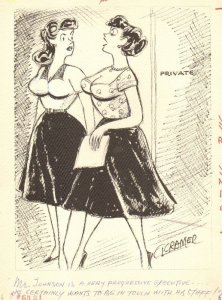 Buxom Babe Secretaries Want to be in Touch - 1959 Humorama art by Al Cramer