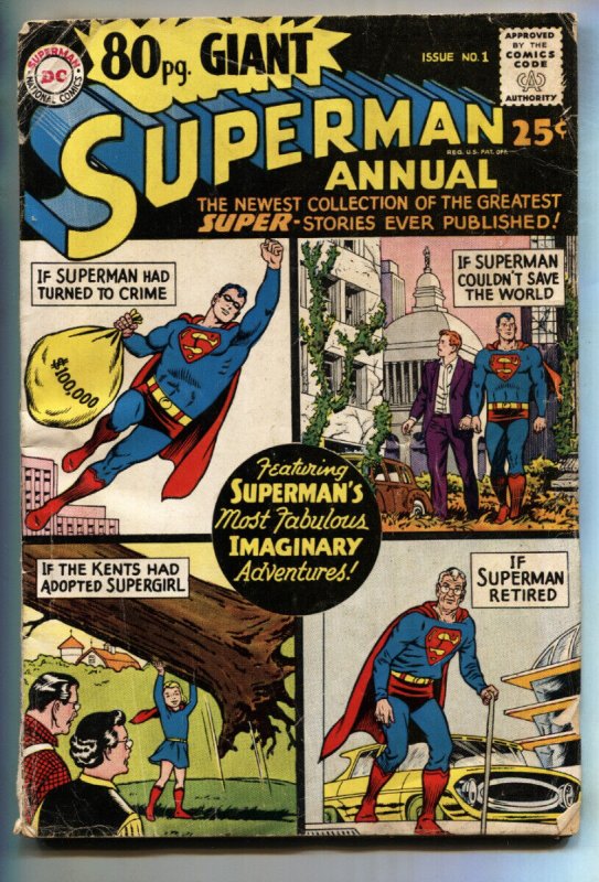 Superman Annual #1 1960-DC- bargain copy-comic book-no back cover-P
