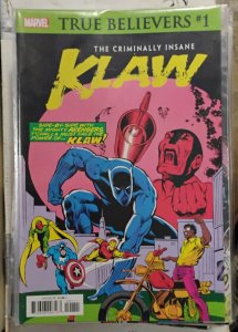 TRUE BELIEVERS  CRIMINALLY INSANE KLAW  # 1   2020  marvel  BLACK PANTHER 14
