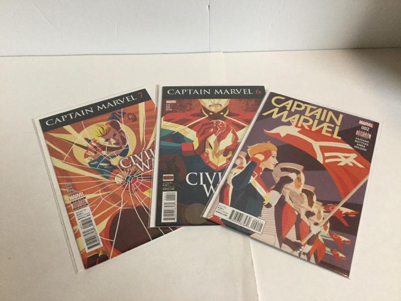 Captain Marvel 2 6 7 Lot (2016) Nm Near Mint Marvel Comics A16