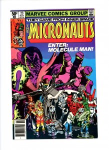 Micronauts #23  VF  1980   vs. Molecule Man!  Michael Golden Cover!