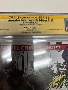 Incredible Hulk : Facsmile Edition (2023) # 1 (CGC 9.8 SS) Signed Kaare Andrews