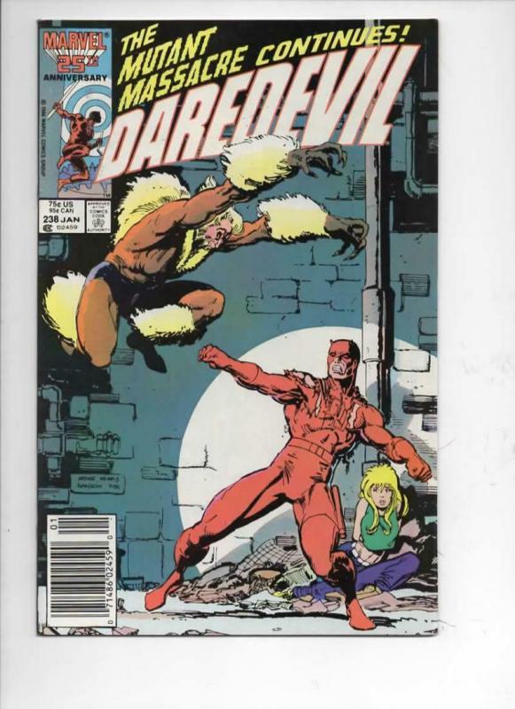 DAREDEVIL #238 VF/NM  Murdock, Sabretooth, 1964 1986, more Marvel in store