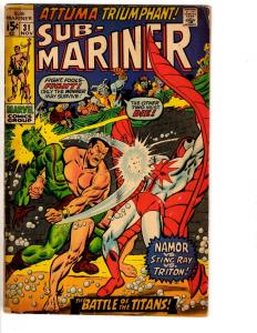 Prince Namor Sub-Mariner # 31 VG Marvel Comic Book Avengers Defenders RH2