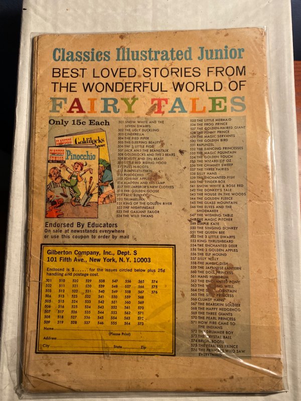 Classics Illustrated Junior #526 Second Print Cover (1956) The Frog Prince