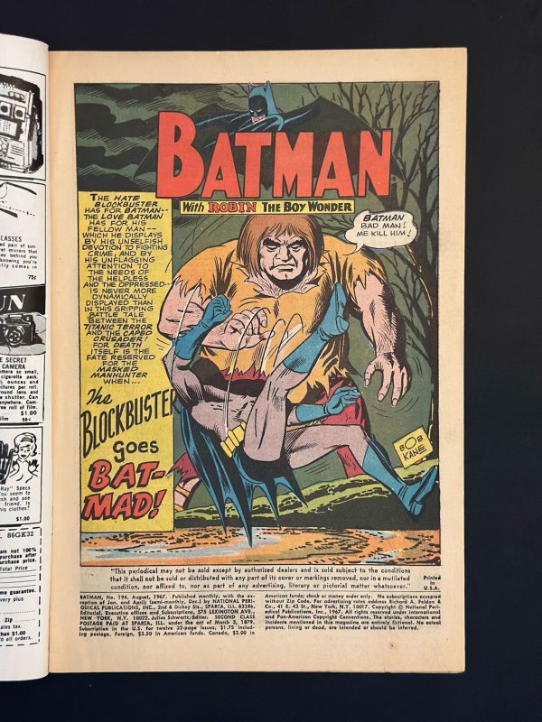 Batman #194 (1967) - Iconic Blockbuster Cover - VG+