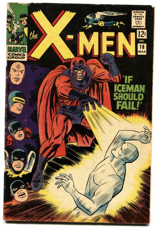 X-MEN #18 1966-MARVEL COMICS-ICEMAN-MAGNETO-VG+