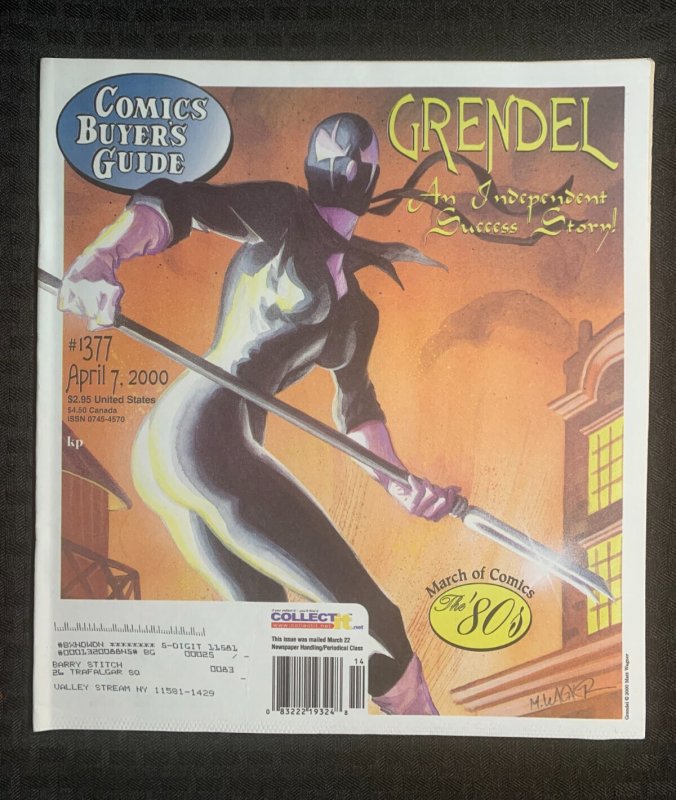 2000 COMICS BUYER'S GUIDE Magazine #1377 FN+ 6.5 Grendel Independent Success