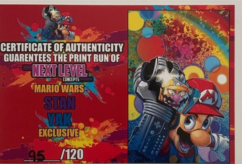 MARIO WARS - STAN YAK EXCLUSIVE RAW/FOIL/2D3D BUBBLE SET W/NUMBERED COA NM.