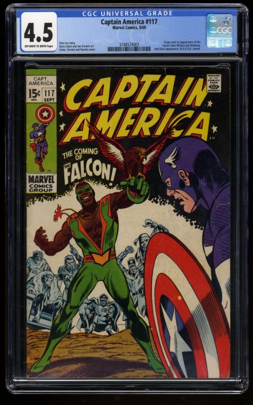 Captain America #117 CGC VG+ 4.5 Off White to White 1st Falcon!