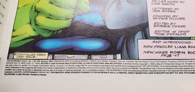The Incredible Hulk #425 (1995) - Holo Cover NM/Mint