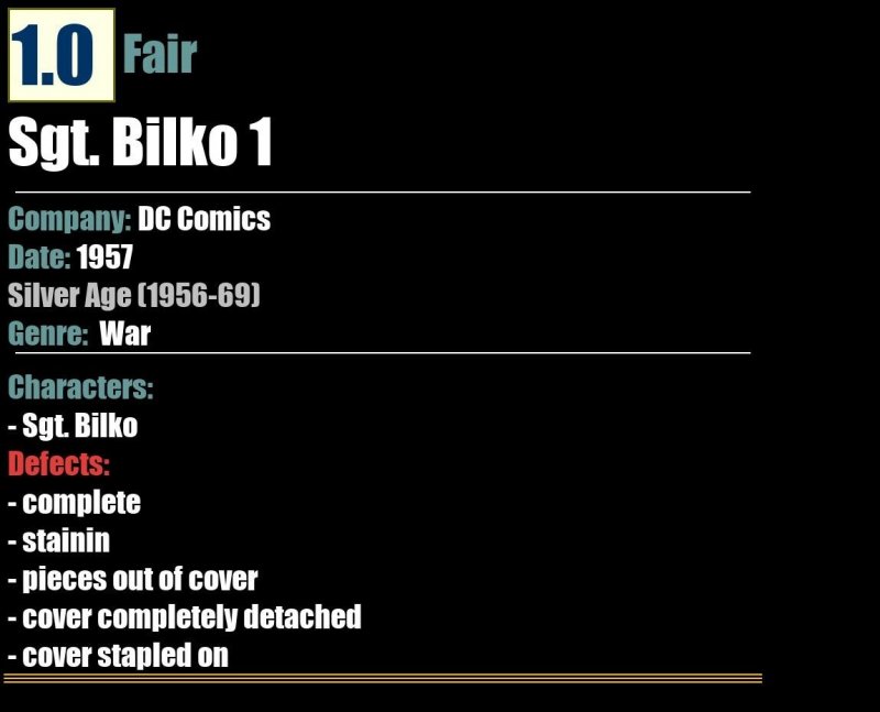 Sgt. Bilko 1 (1957) FR Silver Age DC Comics