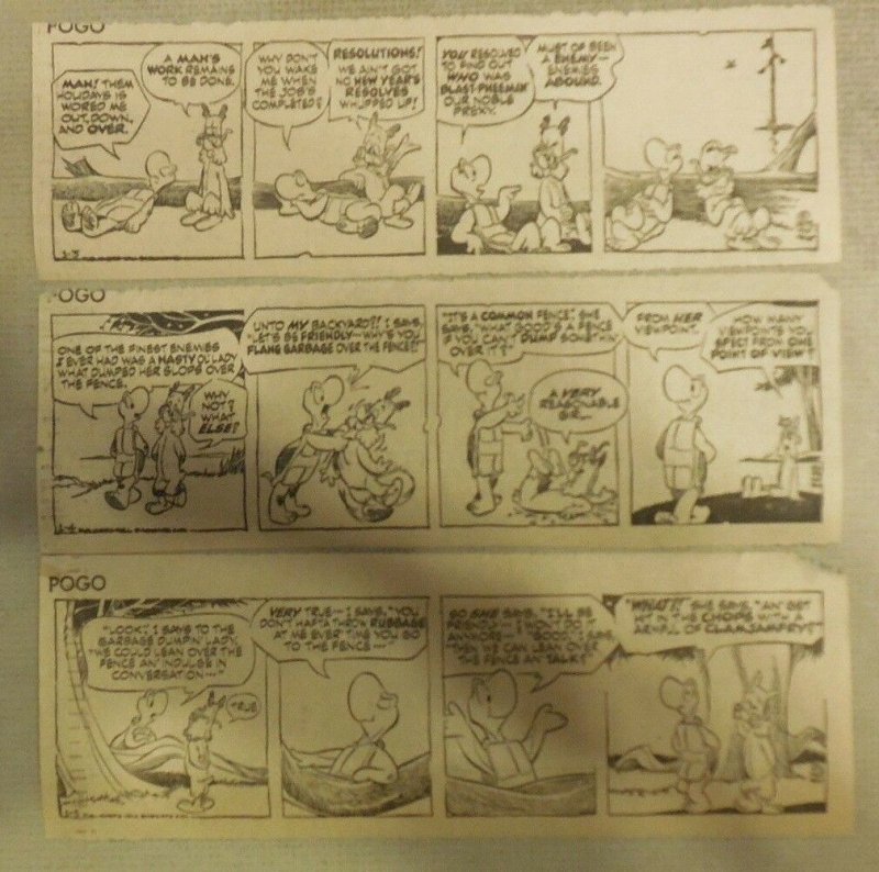 (313) Pogo Dailies by Walt Kelly from 1972 Size: 3 x 7 inches Complete Year !