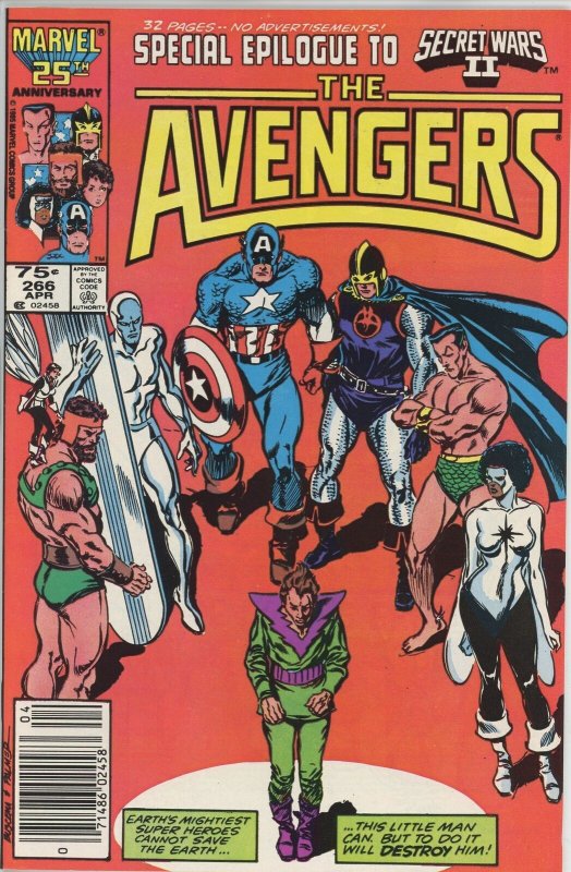Avengers #266 (1963) - 8.5 VF+ *Secret Wars II Epilogue* Newsstand 