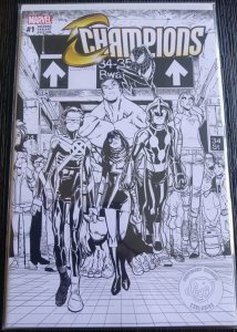 CHAMPIONS #1 NEWBURY COMICS VARIANT Black & White COVER VARIANT NM MORALES KHAN