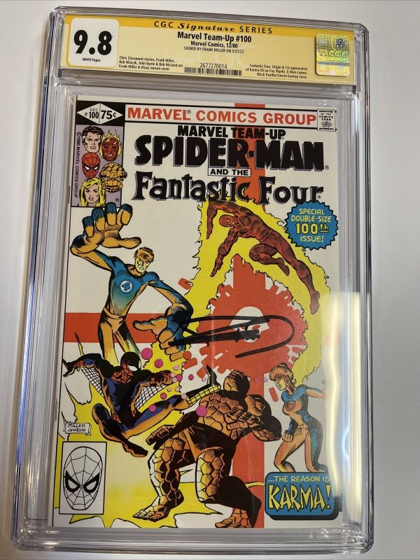 Marvel Team-Up (1980) # 100 (CGC 9.8 SS WP) Signed  Frank Miller |1st App Karma