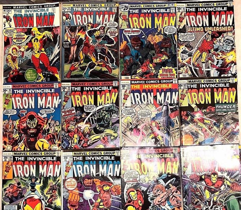 INVINCIBLE IRON MAN#48-117 VG-VF LOT 1972-77(17 BOOKS) MARVEL BRONZE AGE COMICS