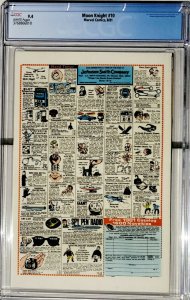 MOON KNIGHT #10 CGC 9.4 (Marvel 1981) 1st solo series