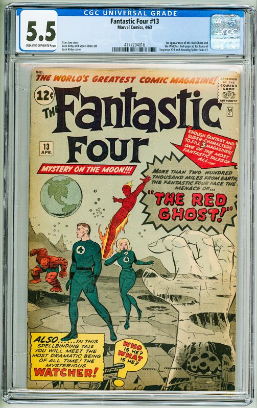 Fantastic Four #13 (1963) CGC 5.5! 1st App of the Red Ghost and the Watcher!