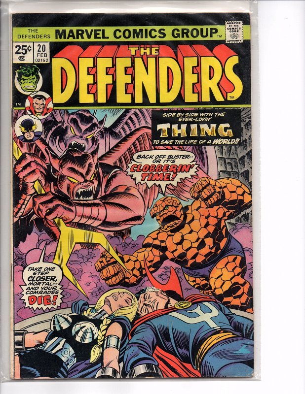 Marvel Comics (1972) The Defenders #20 The Thing, Dr. Strange Sal Buscema Art