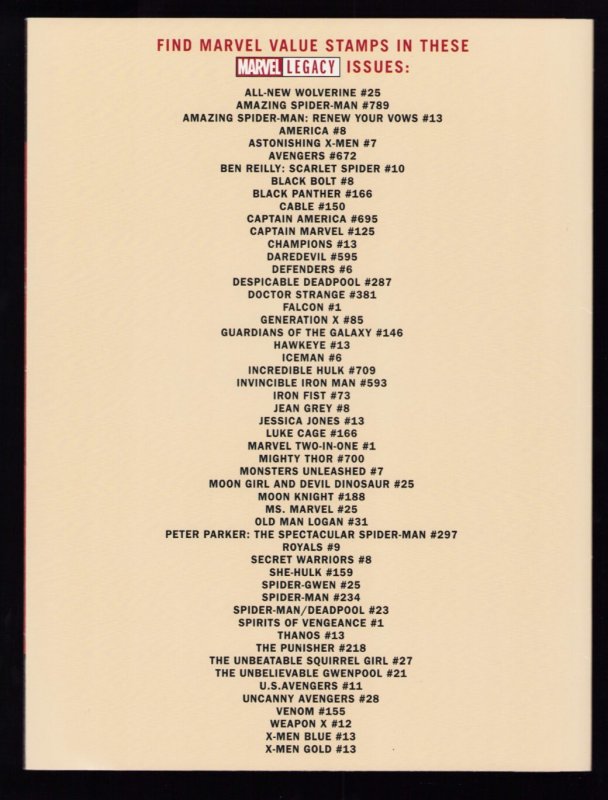 Marvel Value Stamp Book Collector Album 2017 - Unused