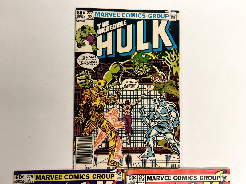 3 The Incredible Hulk Marvel Comic Books #275 276 277 Avengers Hulk Thor  76 JS1