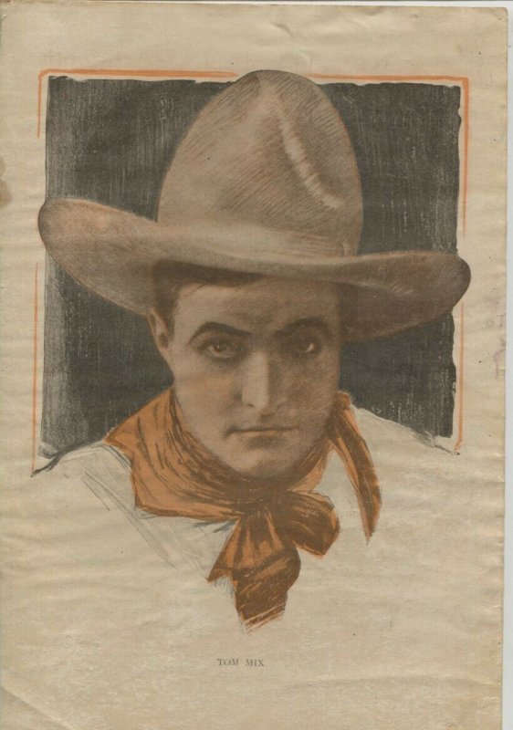 Tom Mix Print 1900's-removed from an early issue of Motion Picture Magazine-VG