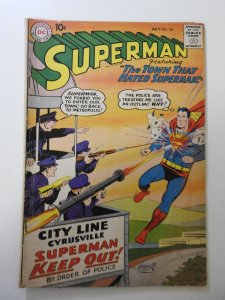 Superman #130 (1959) GD Condition 3/4 in spine split, moisture damage