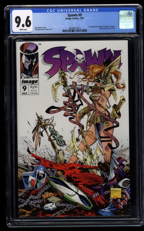 Spawn #9 CGC NM+ 9.6 White Pages 1st Angela!