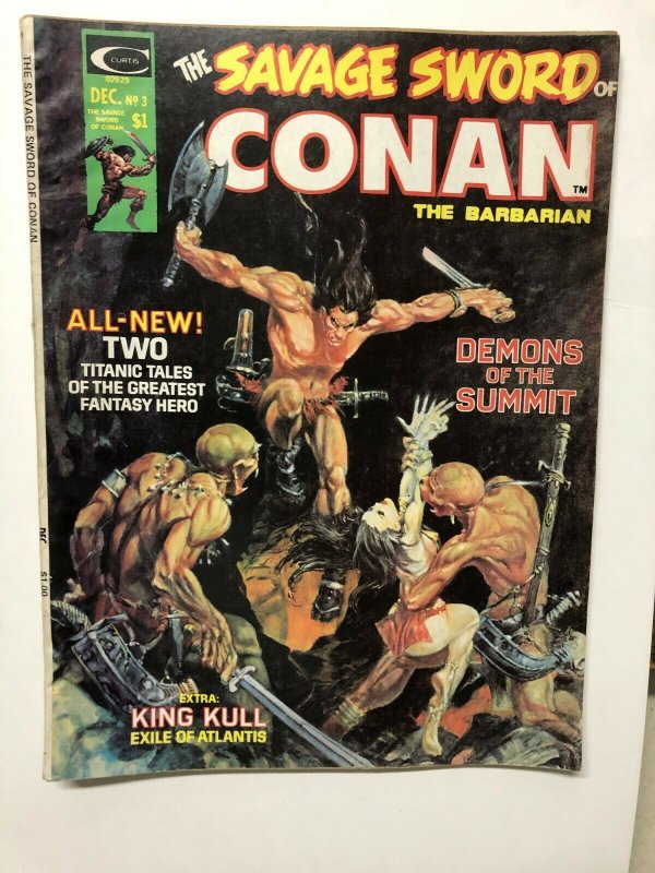 SAVAGE SWORD OF CONAN 3 VG Dec 1974 Kaluta cvr, Barry Smith Kull story, Kane