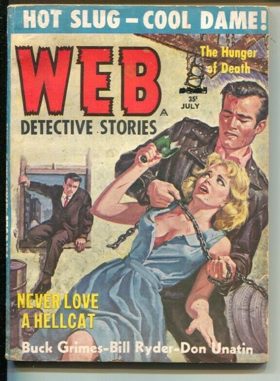 Web Detective Stories 6/1959-Candar-strangulation coverviolence-female abuse-VG