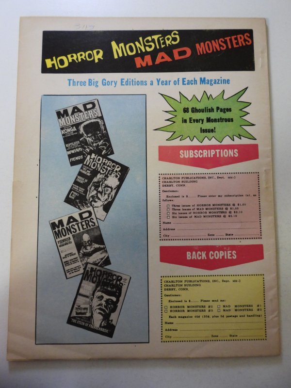 Mad Monsters #3 VG/FN Condition small moisture stain fc