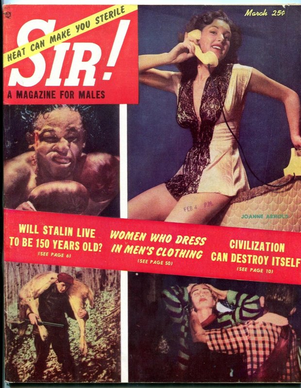 Sir! Magazine March 1953-CROSS DRESSING-COCAINE ZOMBIES-STALIN FN