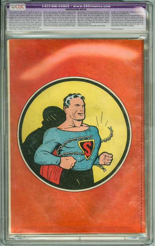 Superman #1 CGC 6.0 Restored! See description for restoration. White Pages!